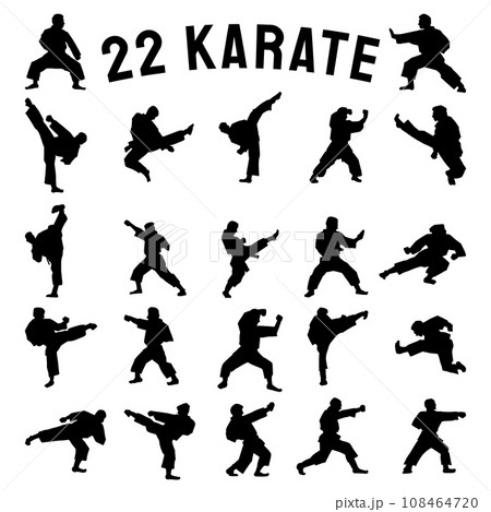 The karate Silhouette for martial arts or sport concept. The karate Silhouette for martial arts or sport concept. 108464720