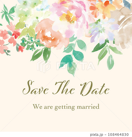 水彩で描いた草花のインビテーション用ベクターイラスト素材 108464830