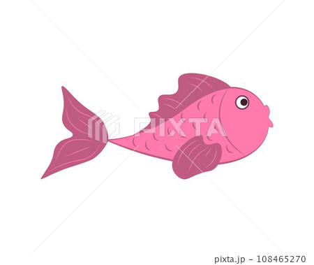 Small fish. Cute pink fish in cartoon style. - Stock Illustration  [108465270] - PIXTA