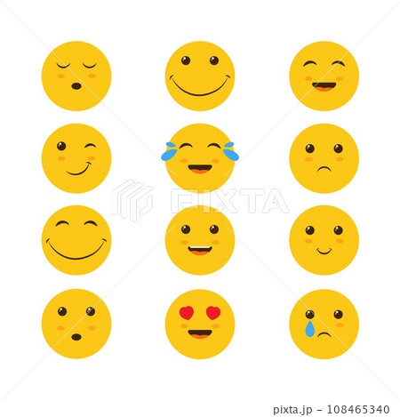 Emoticons set. A large set of emojis. Emotional yellow faces. Collection of emoticons. Vector illustration Emoticons set. A large set of emojis. Emotional yellow faces. Collection of emoticons. Vector illustration 108465340