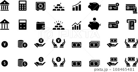 お金に関するシルエットアイコンセット 108465481