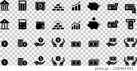 お金に関するシルエットアイコンセット 108465481