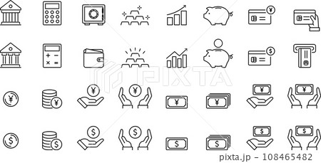 お金に関する線画アイコンセット 108465482