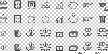 Line drawing icon set about money Line drawing icon set about money 108465482
