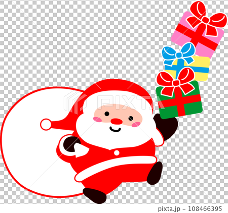 プレゼントを持って笑うクリスマスのサンタクロース 108466395