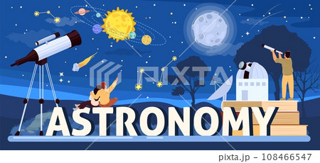 Astronomy banner advertising observatory or planetarium 108466547