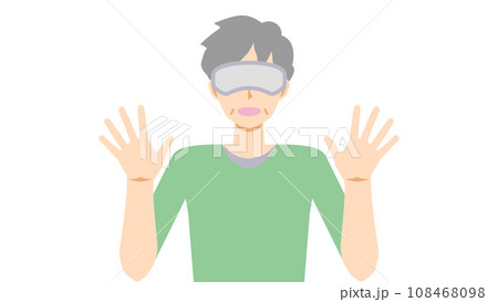 仮想現実に驚く高齢男性のイラスト3 仮想現実に驚く高齢男性のイラスト3 108468098
