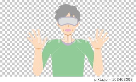 仮想現実に驚く高齢男性のイラスト3 仮想現実に驚く高齢男性のイラスト3 108468098