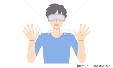 仮想現実に驚く男性のイラスト3 仮想現実に驚く男性のイラスト3 108468102