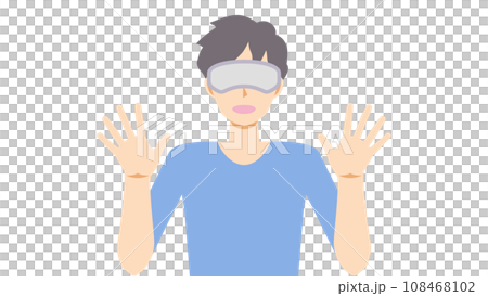 仮想現実に驚く男性のイラスト3 仮想現実に驚く男性のイラスト3 108468102
