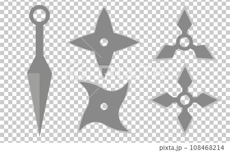 Illustration of shuriken and kunai Illustration of shuriken and kunai 108468214