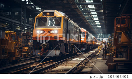 Train assembly plant. Train manufacturer. Train...のイラスト素材 [108468401 ...