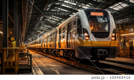 Train assembly plant. Train manufacturer. Train factory. Generative AI Train assembly plant. Train manufacturer. Train factory. Generative AI 108468416