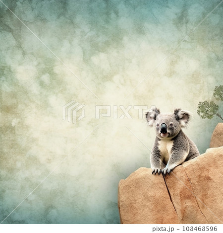 An australian koala in nature, in neutral green and white background An australian koala in nature, in neutral green and white background 108468596