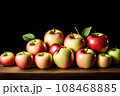 Fresh red apples on wooden background. AI generated content 108468885