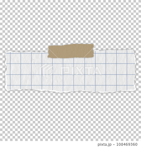 grid paper blue lines Graph ripped message torn paper edge sheet strip page header decoration collage for message note page or banner cardboard blank memo 108469360