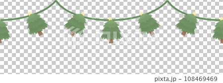 Watercolor cute christmas tree ribbon Ornament star Hanging Element doodle Border Xmas frame seamless pattern 108469469