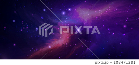 Space vector background with realistic nebula and shining stars. Magic colorful galaxy with stardust 108471281
