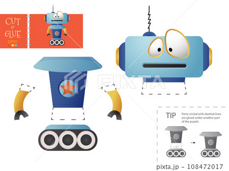 Cut and glue paper toy. Preschool kids vector educational worksheet 108472017
