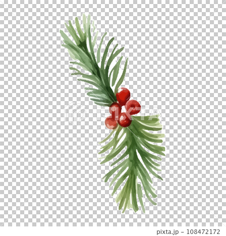 Watercolor style illustration of Christmas ornaments 108472172