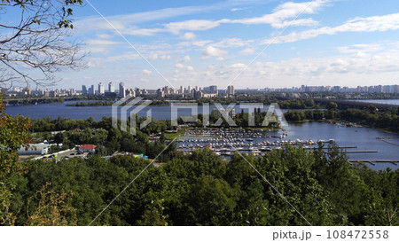 Views of the city of Kiev, Left and Right banks of the city, quarters of residential buildings, the Dnieper River Views of the city of Kiev, Left and Right banks of the city, quarters of residential buildings, the Dnieper River 108472558