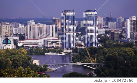 Views of the city of Kiev, Left and Right banks of the city, quarters of residential buildings, the Dnieper River Views of the city of Kiev, Left and Right banks of the city, quarters of residential buildings, the Dnieper River 108472560