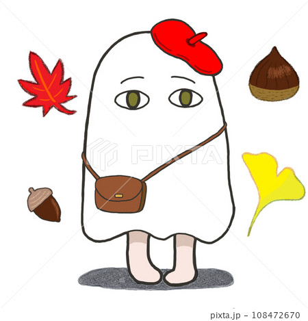 メジェド　エジプト神話　ベレー帽　秋　紅葉　栗　 108472670