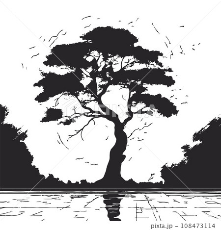 collection of big tree silhouettes in summer on isolated white background collection of big tree silhouettes in summer on isolated white background 108473114