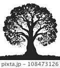 collection of big tree silhouettes in summer on isolated white background 108473126