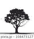 collection of big tree silhouettes in summer on isolated white background 108473127