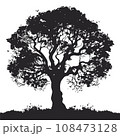 collection of big tree silhouettes in summer on isolated white background 108473128