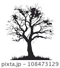 collection of big tree silhouettes in summer on isolated white background 108473129