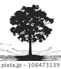 collection of big tree silhouettes in summer on isolated white background 108473139