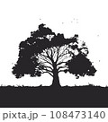 collection of big tree silhouettes in summer on isolated white background 108473140