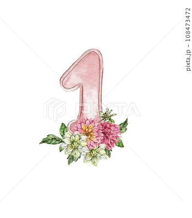 Watercolor hand drawn numbers and flowers composition. Illustration of a numbers. Perfect for scrapbooking, kids design, wedding invitation, posters, greetings cards, party decoration. Watercolor hand drawn numbers and flowers composition. Illustration of a numbers. Perfect for scrapbooking, kids design, wedding invitation, posters, greetings cards, party decoration. 108473472