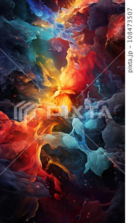 colorful dust and paint explosion, colourful background in style of blue, red, yellow, purple, pink 108473507