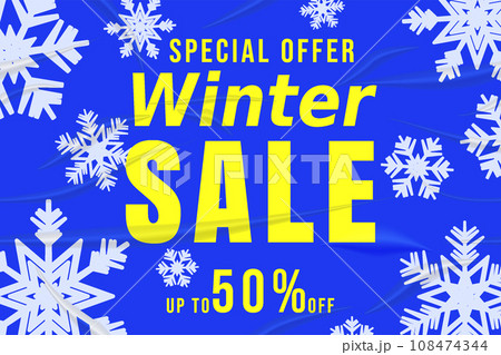Banner Winter Sale template, snowflakes background Banner Winter Sale template, snowflakes background 108474344