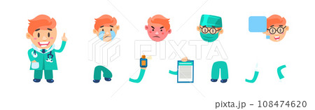 Doctor and Physician Character Comic Element Vector Set Doctor and Physician Character Comic Element Vector Set 108474620