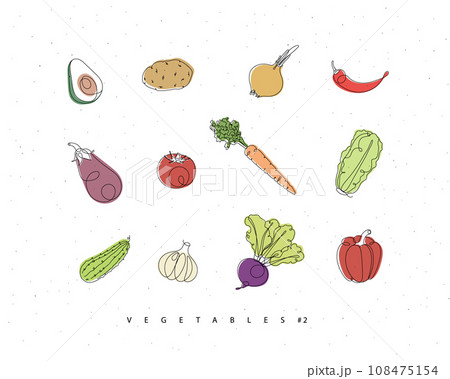 Vegetables icons linear style Vegetables icons linear style 108475154