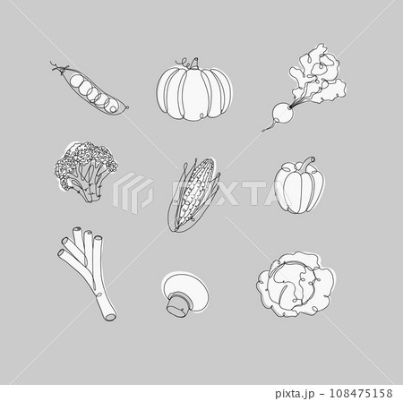 Vegetables icons in linear style 108475158