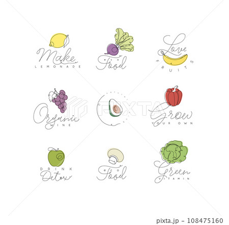 Label vegetables and fruits with text 108475160