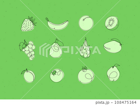Fruit icons linear style green Fruit icons linear style green 108475164
