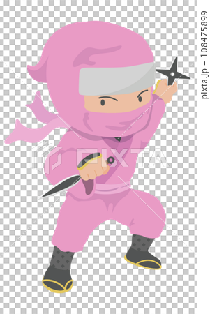Kunoichi holding shuriken and kunai 108475899