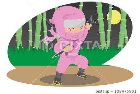 手裏剣と苦無を構えるくノ一 手裏剣と苦無を構えるくノ一 108475901