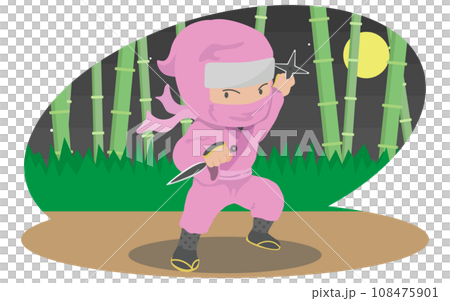 手裏剣と苦無を構えるくノ一 手裏剣と苦無を構えるくノ一 108475901