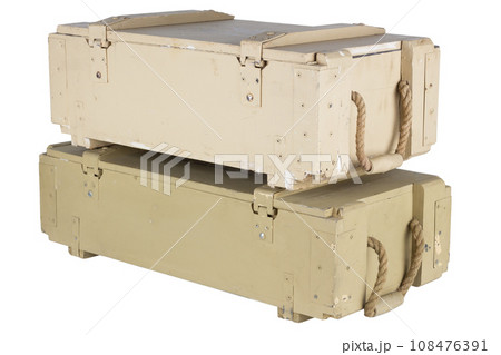 Army ammunition yellow colored crate. Army ammunition yellow colored crate. 108476391