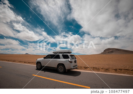 Car road trip in tibet, China Car road trip in tibet, China 108477497