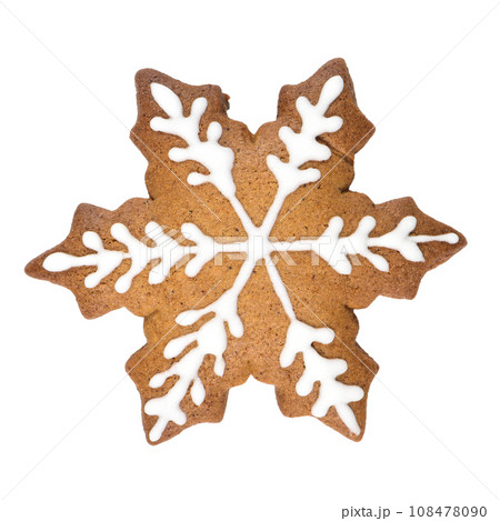 Gingerbread cookie in snowflake shape Gingerbread cookie in snowflake shape 108478090