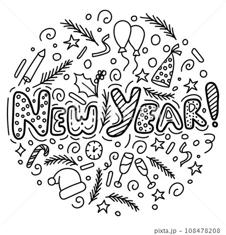 set of new year doodles 108478208