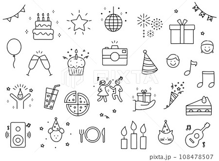 パーティー関連のイラストセット パーティー関連のイラストセット 108478507